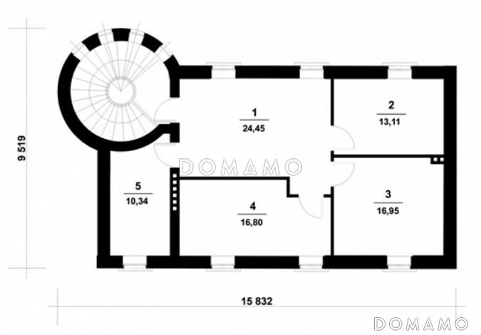 Проект гаража с комнатой для охраны / План мансардного этажа