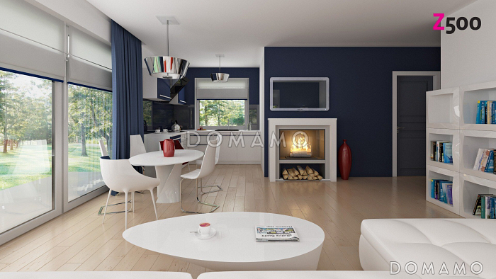 Проект компактного одноэтажного мансардного дома из кирпича с дополнительной спальней на первом этаже и тремя спальнями на мансарде