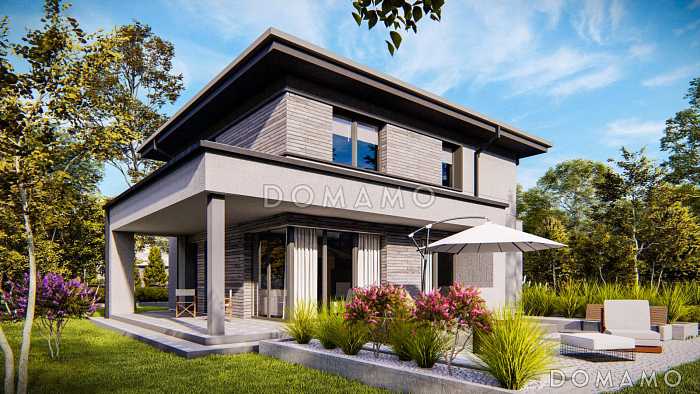 Проект двухэтажного дома с кабинетом, мастер-спальней, кладовой