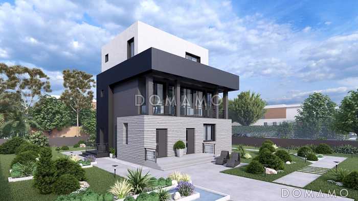 Проект трехэтажного дома в стиле хай-тек, адаптированный для сейсмозоны