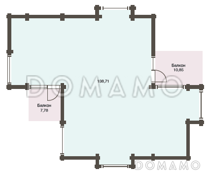 Проект двухэтажного дома из клееного бруса с двумя балконами на втором этаже / План 2 этажа