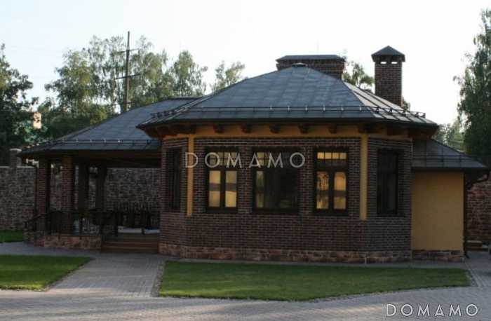 Проект беседки из кирпича с парной и санузлом