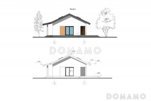 Проект дома с 3 спальнями, сауной и печью в кухне-гостиной / Фасад 4
