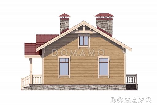 Проект дома по технологии ЛСТК с двумя спальнями, гостиной с кухней-столовой, техническим помещением, небольшим холлом и санузлом / Фасад 3