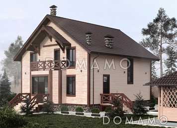 Проект деревянного дома с 3 спальнями и кабинетом на мансарде, гостевой комнатой и просторной дневной зоной