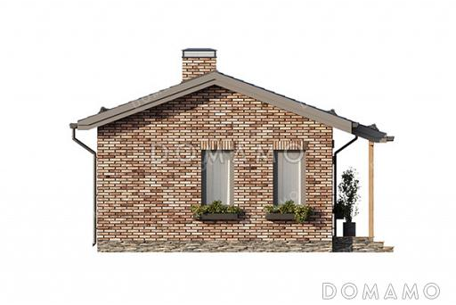 Проект компактной одноэтажной бани в классическом стиле с большой комнатой отдыха / Фасад 3