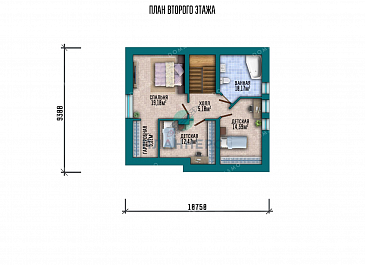 Проект одноэтажного дома с мансардой, большой террасой и гаражом / План мансардного этажа