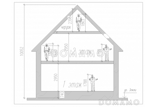 Проект коттеджа из кирпича с французскими балконами и большим кабинетом первого этажа / Фасад 5