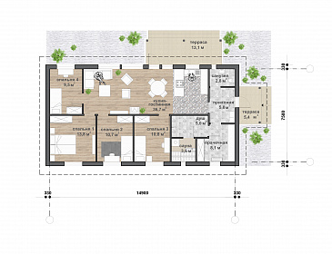 С-151 одноэтажный дом / План 1 этажа