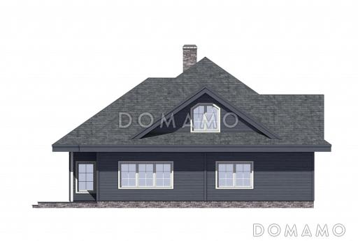 Проект каркасного теплого дома с двумя спальнями на верхнем этаже / Фасад слева