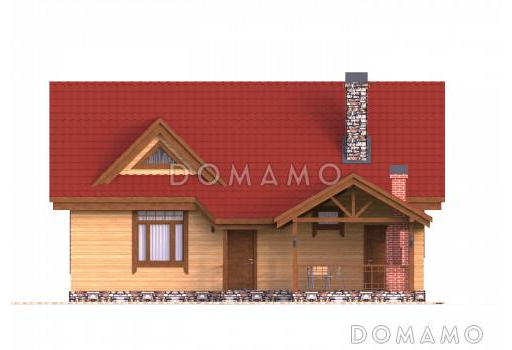 Проект бани с жилой мансардой, террасой и барбекю. / Фасад 1