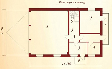 Проект гаража для трех автомобилей с жилыми комнатами на втором этаже / План 1 этажа