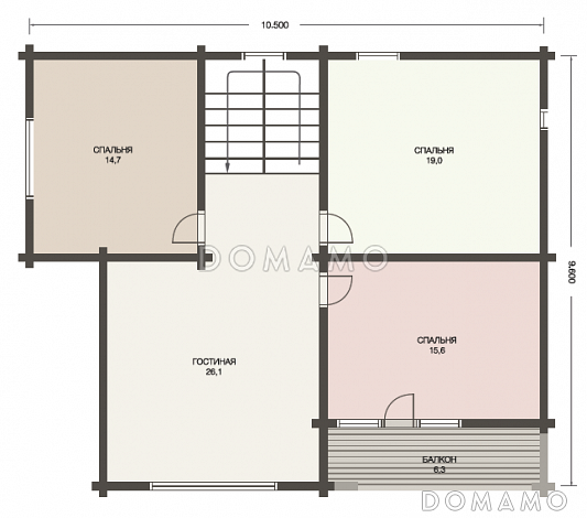Проект деревянного дома из клееного бруса с гостинной на втором этаже / План мансардного этажа