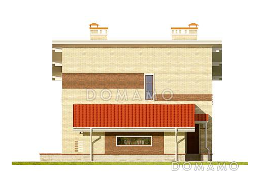 Коттедж из газобетона с гаражом на одну машину / Фасад 2