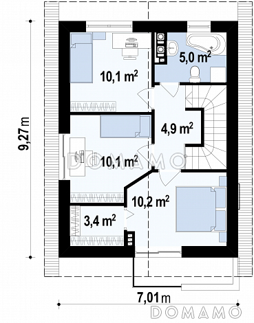 Проект небольшого двухэтажного дома из кирпича с тремя спальнями и балконом / План 2 этажа