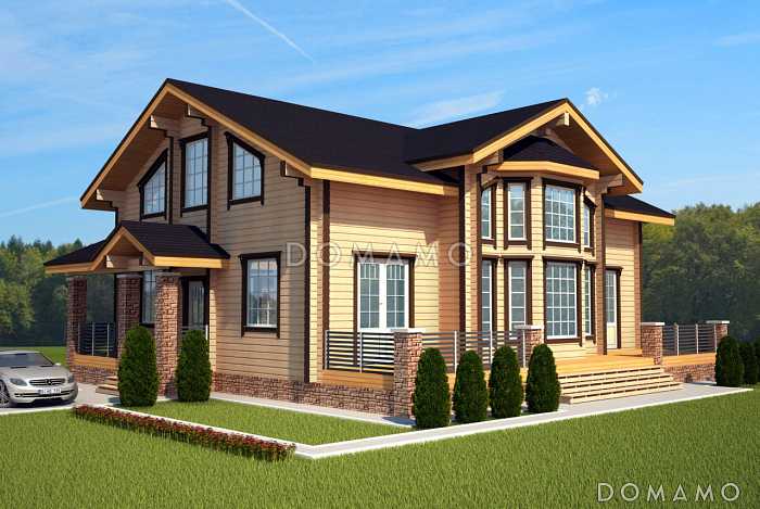 Проект дома с большим и красивым эркером
