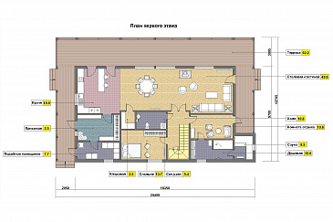Проект каркасного дома в стиле шале / План 1 этажа