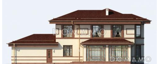 Проект двухэтажного дома из пеноблоков с гаражом для двух автомобилей / Фасад 3