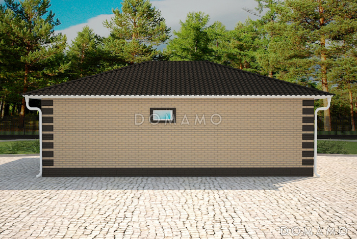 Проект небольшого одноэтажного дома с двумя спальнями, кладовой в кухне-гостиной