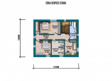 Проект двухэтажного дома с террасой и спортзалом / План 2 этажа