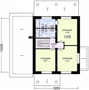 Проект дома из SIP панелей для постоянного проживания с гаражом для одной машины / План мансардного этажа