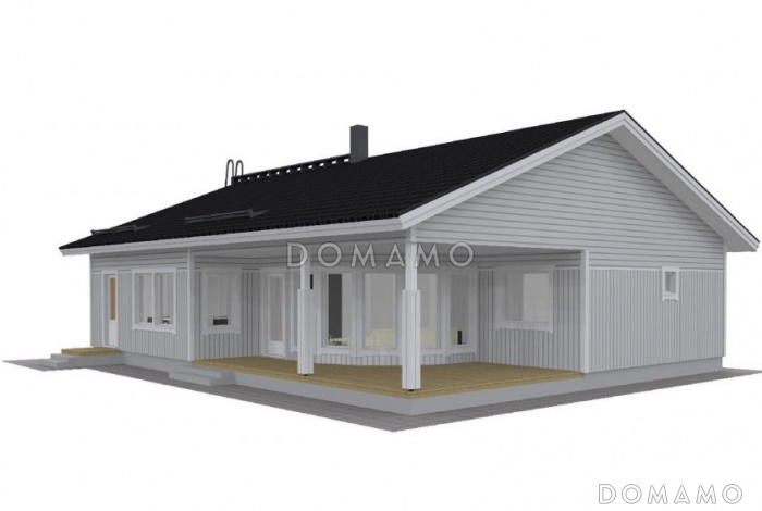 Проект каркасного дома с полукруглым эркером