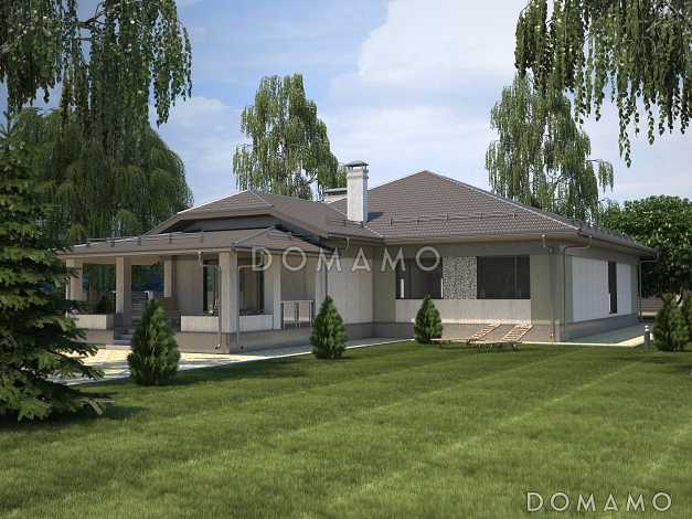 Проект большого одноэтажного дома с крытой террасой