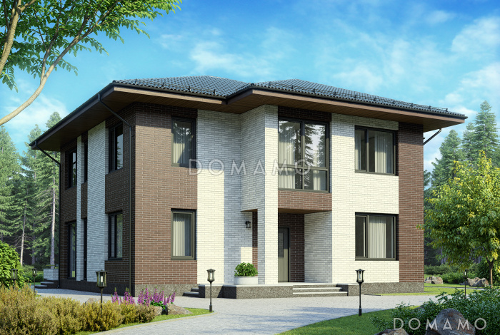 Проект двухэтажного дома из газобетона с просторной гардеробной