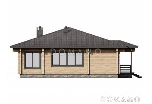 Проект дома с тремя спальнями, просторной гостиной-столовой и большим хозблоком / Фасад 2