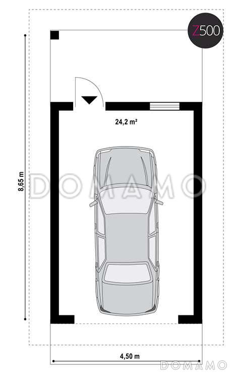 Проект одноместного гаража из газобетона с крытой террасой позади / План 1 этажа