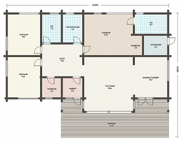 Проект одноэтажного дома с плоской крышей / План 1 этажа
