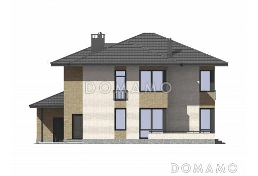 Проект дома из газобетона с большим гаражом / Фасад 3