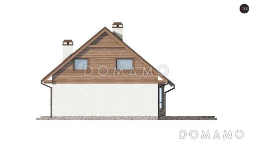 Проект одноэтажного мансардного дома из газобетона с тремя спальнями, кабинетом и эркером в гостиной / Фасад 2