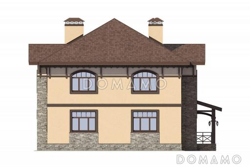 Проект оштукатуренного двухэтажного коттеджа в стиле модерн / Фасад 1