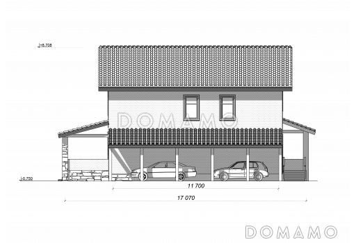 Проект коттеджа с оштукатуренными стенами / Фасад 2