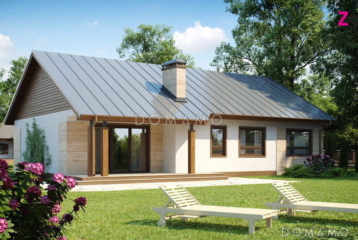 Проект классического одноэтажного дома из кирпича с тремя спальнями и возможностью обустройства мансарды