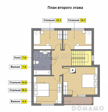Проект дома из пеноблоков 9 на 10 / План мансардного этажа