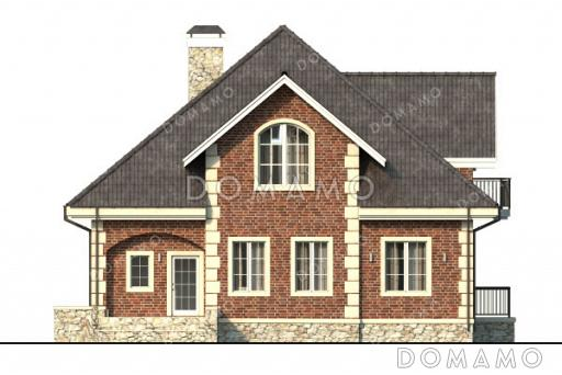 Проект дома со спортзалом и постирочной в подвале, 6 комнатами и террасой / Фасад 1