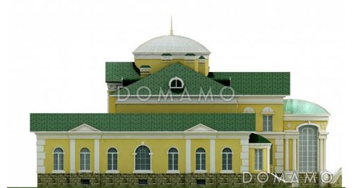 Проект двухэтажного особняка со львами у парадного входа / Фасад 3