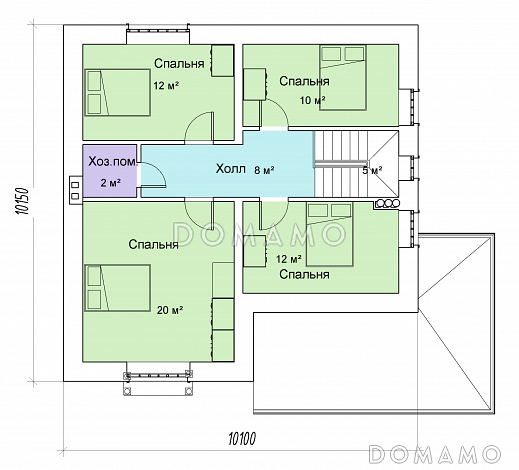 Проект двухэтажного кирпичного дома с французским балконом / План мансардного этажа