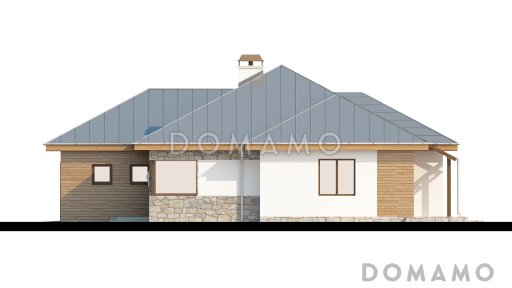 Проект одноэтажного дома из газобетона с тремя спальнями и гаражом на два автомобиля / Фасад 1