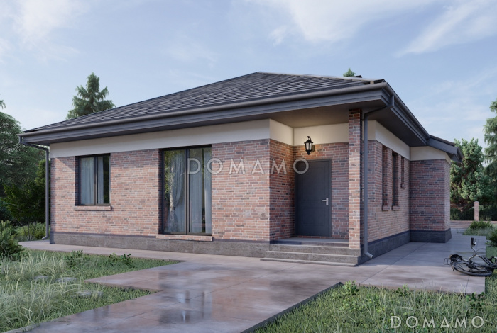 Проект одноэтажного дома из газобетона на две семьи