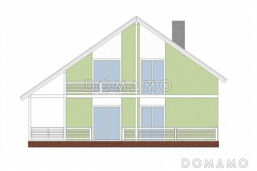 Проект каркасного дома с угловой террасой / Фасад 3