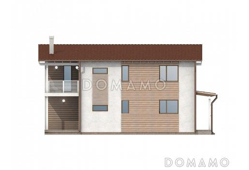 Проект каркасного дома с односкатной крышей / Фасад 1