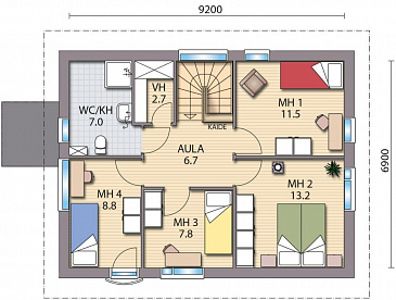 Проект двухэтажного каркасного дома с французским балконам на втором этаже / План 2 этажа
