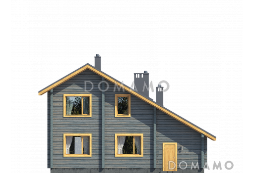 Проект комфортабельного дома из бруса с гаражом и изящной террасой / Фасад 3