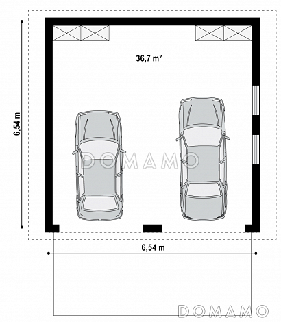 Проект гаража из газобетона для двух авто с двумя воротами / План 1 этажа