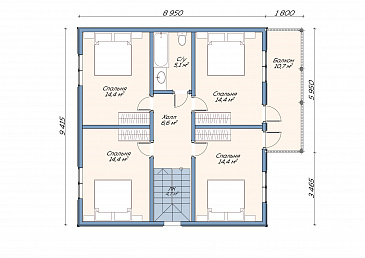 Каркасный дом "Шале" / План 2 этажа