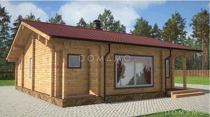Проект одноэтажного дачного дома из клееного бруса