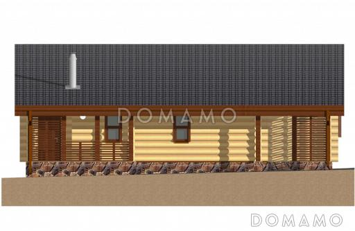 Проект деревянной бани с односкатной крышей / Фасад 3